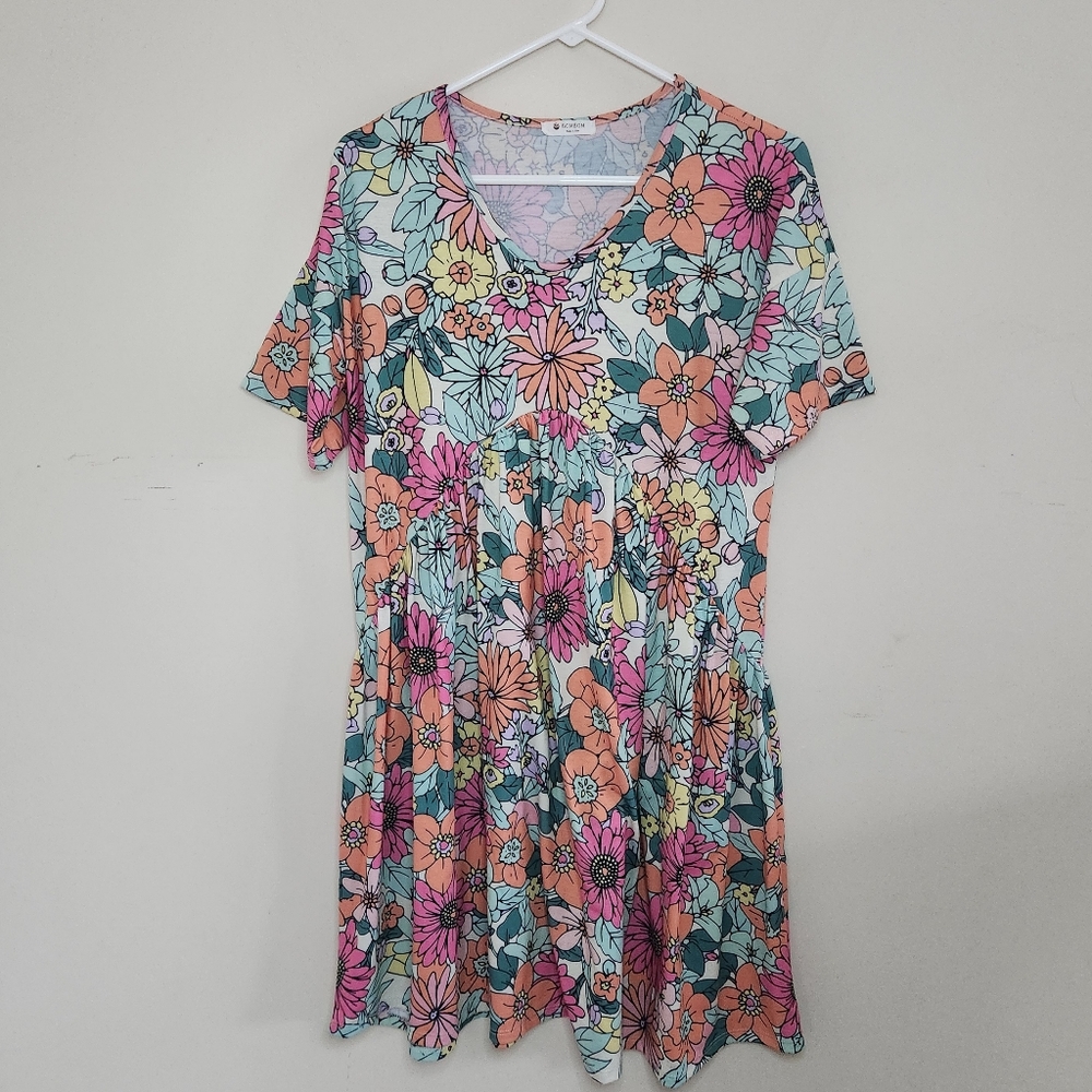 Women's Bombom Floral Print Dress Sz Medium